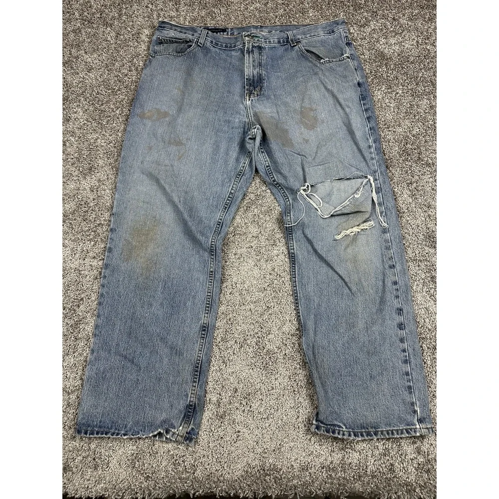 Vintage Tommy‎ Hilfiger Jeans Mens 38x30 Y2K Grunge Distressed Baggy Thrashed